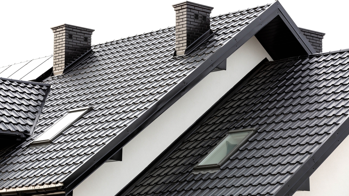 Toits anthracite avec fenêtres de toit et cheminées